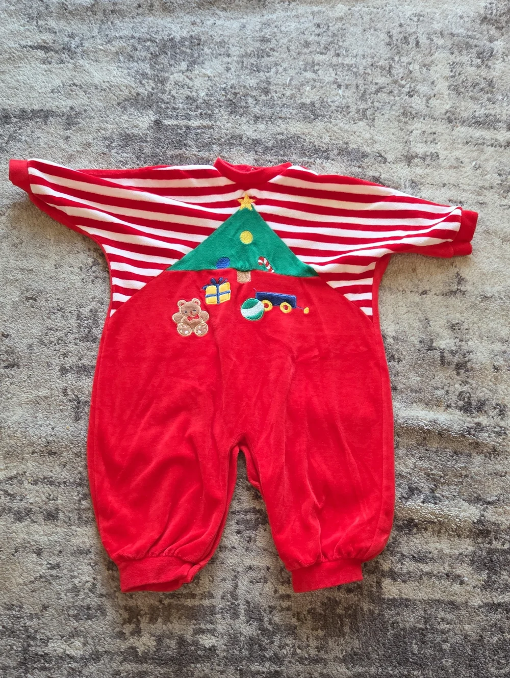 Vintage Little Me Christmas Velour One Piece Romper Toddler Size 12 Months